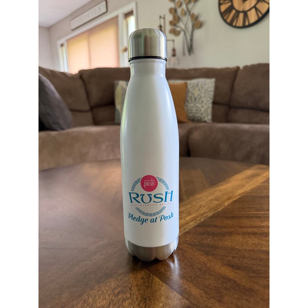 Perfectly Posh White Aluminum Water Bottle With Twist Off Top